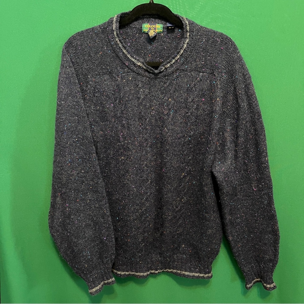 Colours by Alexander Julian Gray Crewneck Sweater with Ribbed Trim gray M